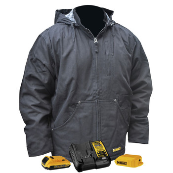 HEATED GEAR | Dewalt 20V MAX Li-Ion Heavy Duty Heated Work Coat Kit - Small - DCHJ076ABD1-S