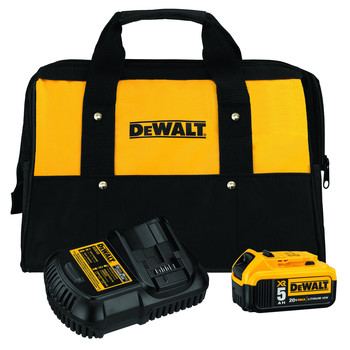 BATTERY AND CHARGER STARTER KITS | Dewalt 20V MAX 5 Ah Lithium-Ion Battery, 12V/20V MAX Charger, and Bag Kit - DCB205CK