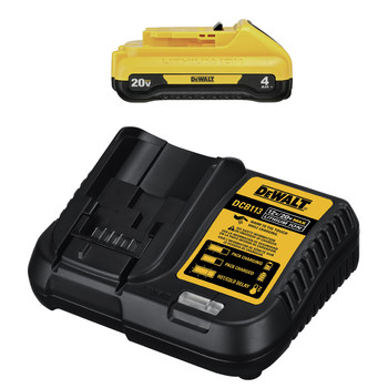 BATTERY AND CHARGER STARTER KITS | Dewalt 20V MAX 4 Ah Compact Lithium-Ion Battery and Charger Starter Kit - DCB240C
